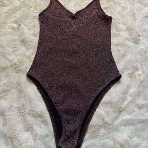 Topshop Purple sparkly Sleeveless Fitted Bodysuit